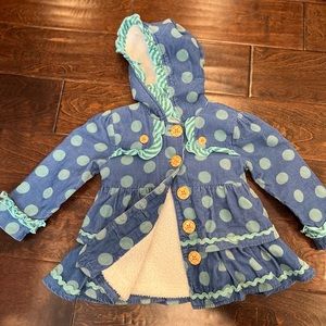Matilda Jane girls size 2, blue polka dot heavy coat